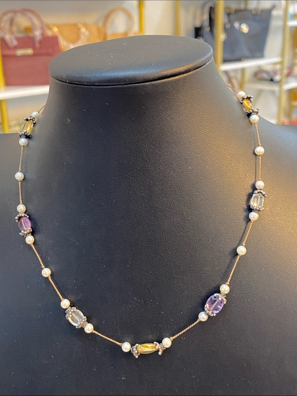 Sterling silver glass necklace